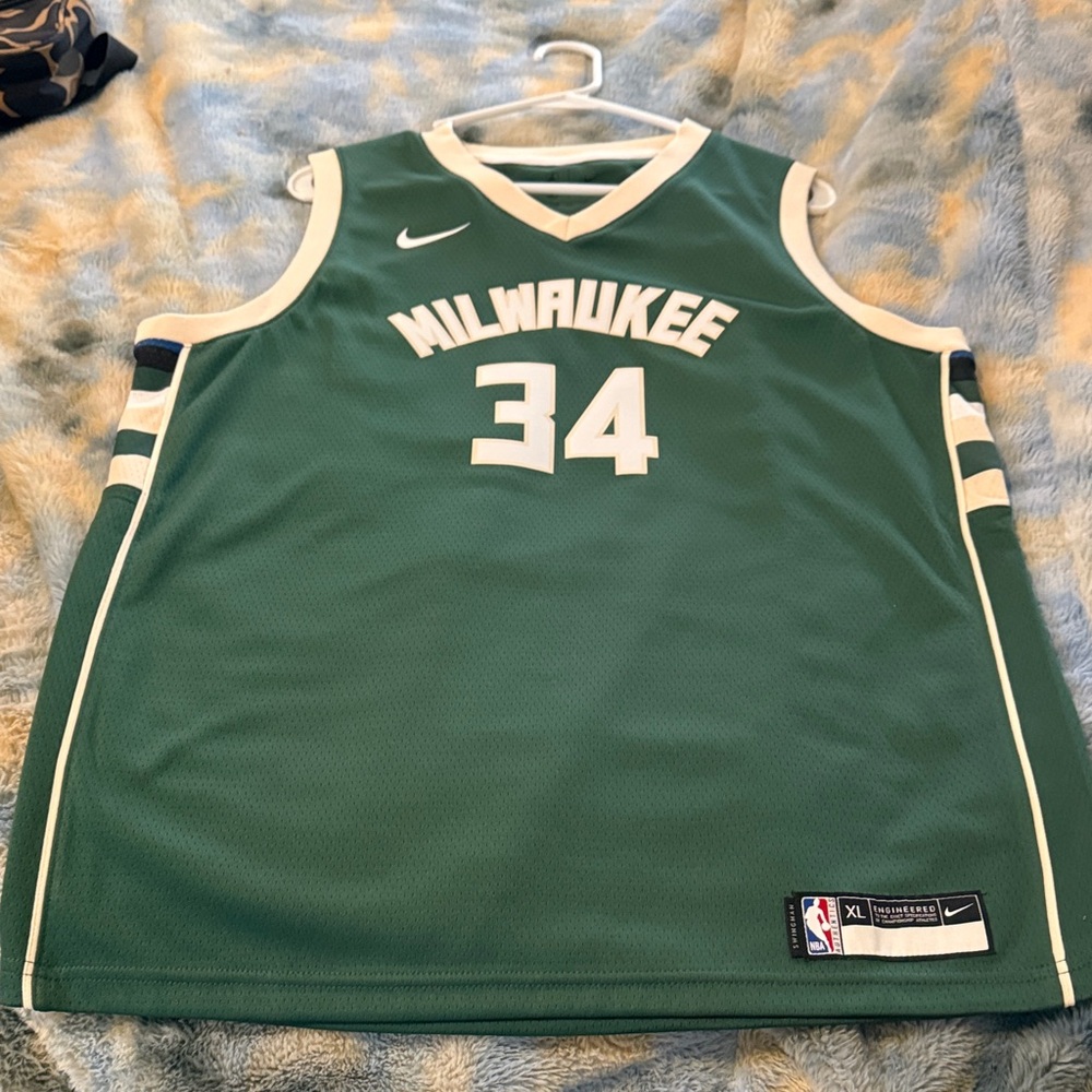 Nike Green NBA Swingman Basketball Jersey with White Off White trim/lettering